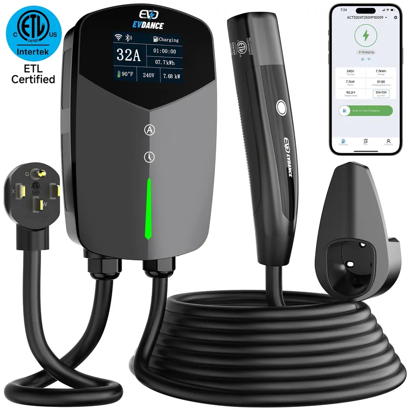 Manufacturer photo of the EVDANCE Home Level 2 EV Charger NEMA 14-50 NACS Tesla Wall-mounted Plug In-32A