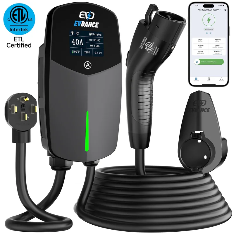 Manufacturer photo of the EVDANCE Home Level 2 EV Charger NEMA 14-50 J1772 Wall-mounted Plug In - 40A