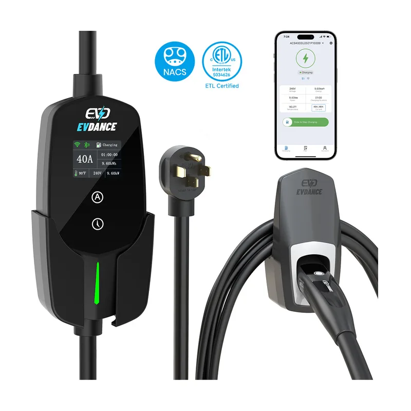 Manufacturer photo of the EVDANCE Flux Level 2 NEMA 14-50 40A Tesla Portable EV Charger Wifi Enabled