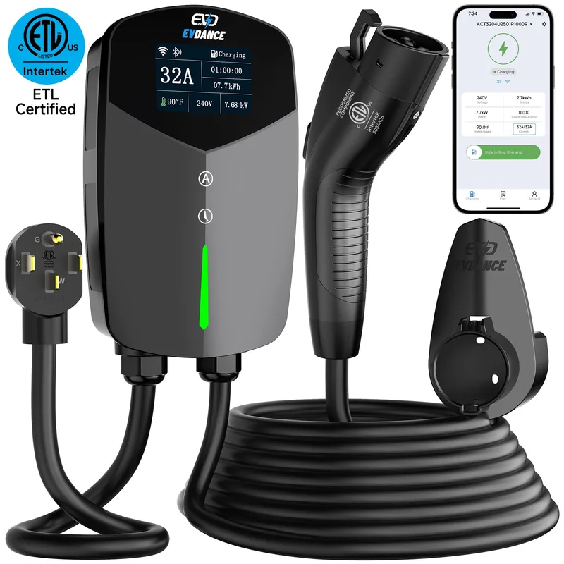 Manufacturer photo of the EVDANCE Home Level 2 EV Charger NEMA 14-50 J1772 Wall-mounted Plug In-32A