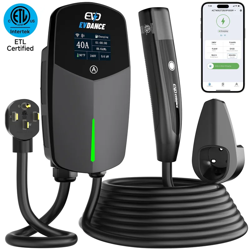 Manufacturer photo of the EVDANCE Level 2 EV Charger NEMA 14-50 NACS Wall-mounted Plug In - 40A