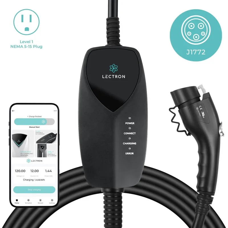 Manufacturer photo of the Lectron Portable Level 1 J1772 (12A, WiFi)
