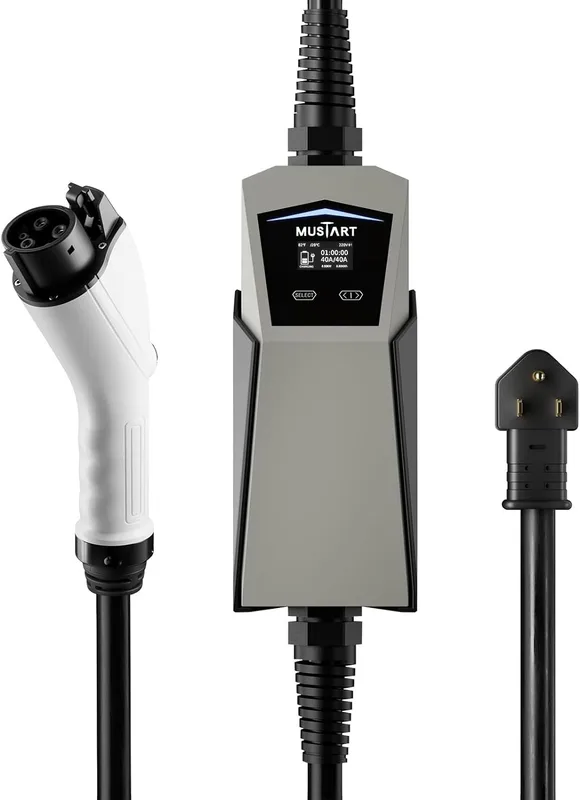 Manufacturer photo of the MUSTART Level 2 EV Charger, 12/16/24/32/40 A adjustable (NEMA 6-50 plug, 24.6 ft cord)