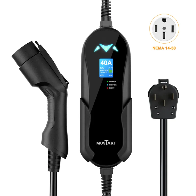 Manufacturer photo of the MUSTART Level 2 EV Charger, 40 A (NEMA 14-50 plug, 25 ft cord) (MT-AASJD2T1N1450-40A25FT)