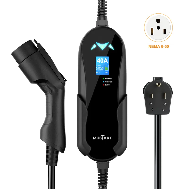 Manufacturer photo of the MUSTART Level 2 EV Charger, 40 A (NEMA 6-50 plug, 25 ft cord) (MT-AASJD2T1N650-40A25FT)