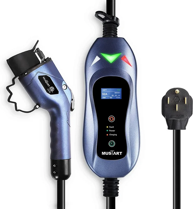 Manufacturer photo of the MUSTART Level 2 EV Charger, 15/25/32 A adjustable (NEMA 14-50 plug, 25 ft cord)