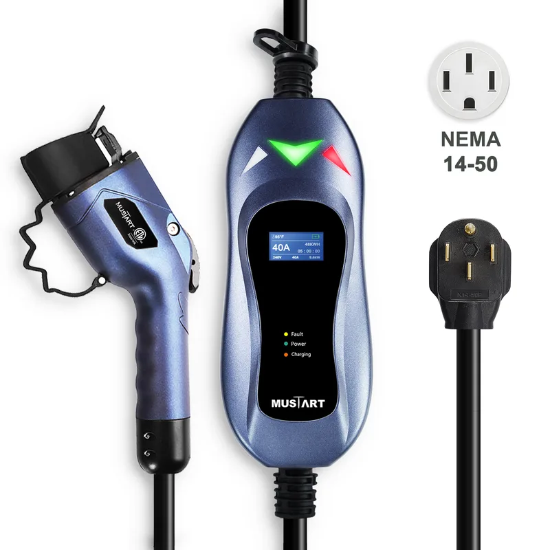 Manufacturer photo of the MUSTART Level 2 EV Charger, 40 A (NEMA 14-50 plug, 25 ft cord) (MT-AASJDT1N1450-40A25FT)