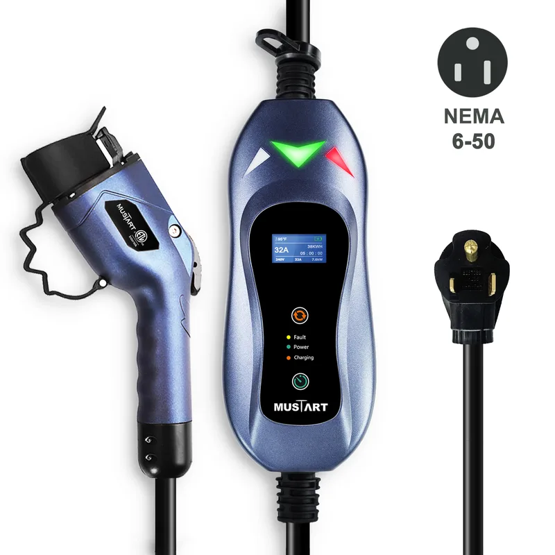 Manufacturer photo of the MUSTART Level 2 EV Charger, 15/25/32 A adjustable (NEMA 6-50 plug, 25 ft cord)