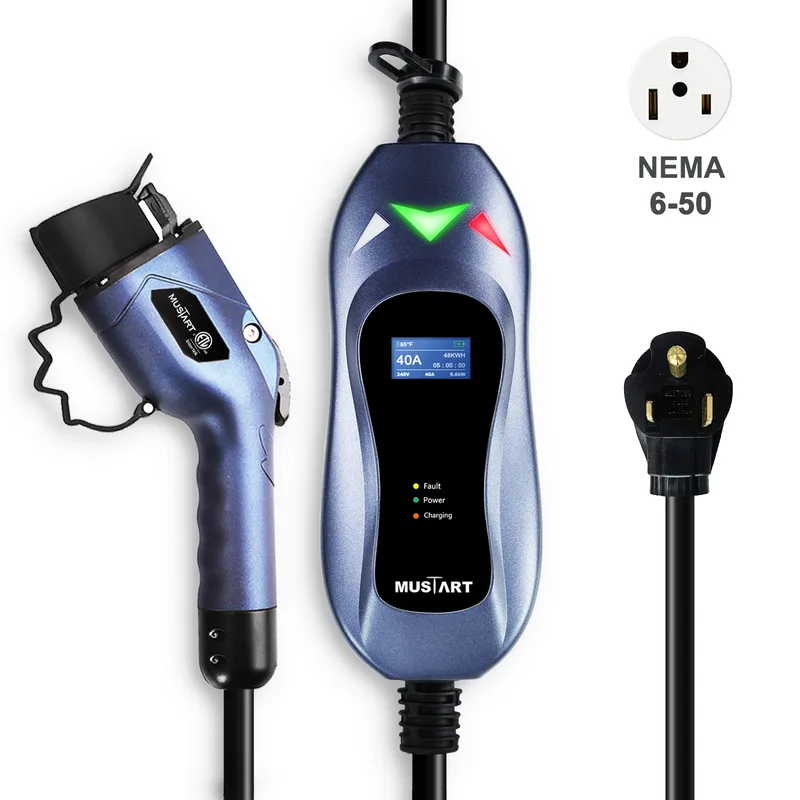 Manufacturer photo of the MUSTART Level 2 EV Charger, 40 A (NEMA 6-50 plug, 25 ft cord) (MT-AASJDT1N650-40A25FT)