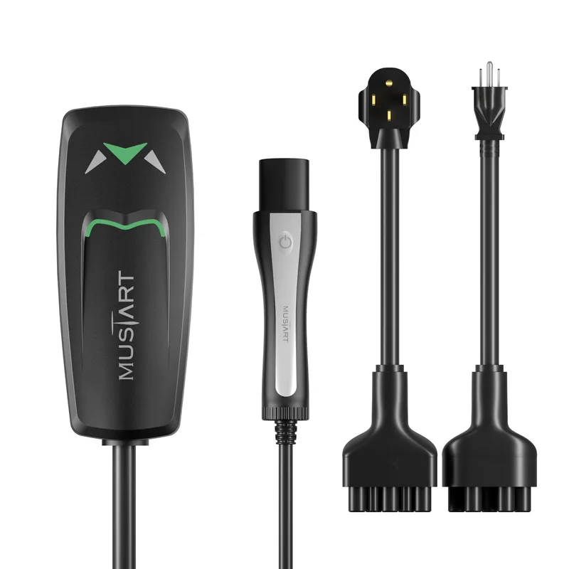 Manufacturer photo of the MUSTART Level 1 & 2 Tesla EV Charger, 15/40 A (NEMA 5-15 and 14-50 plugs)